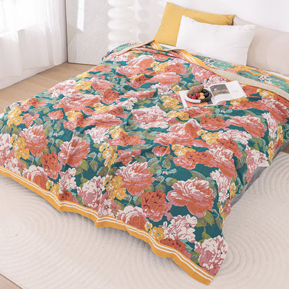Elegante coperta in garza di cotone rosa brillante