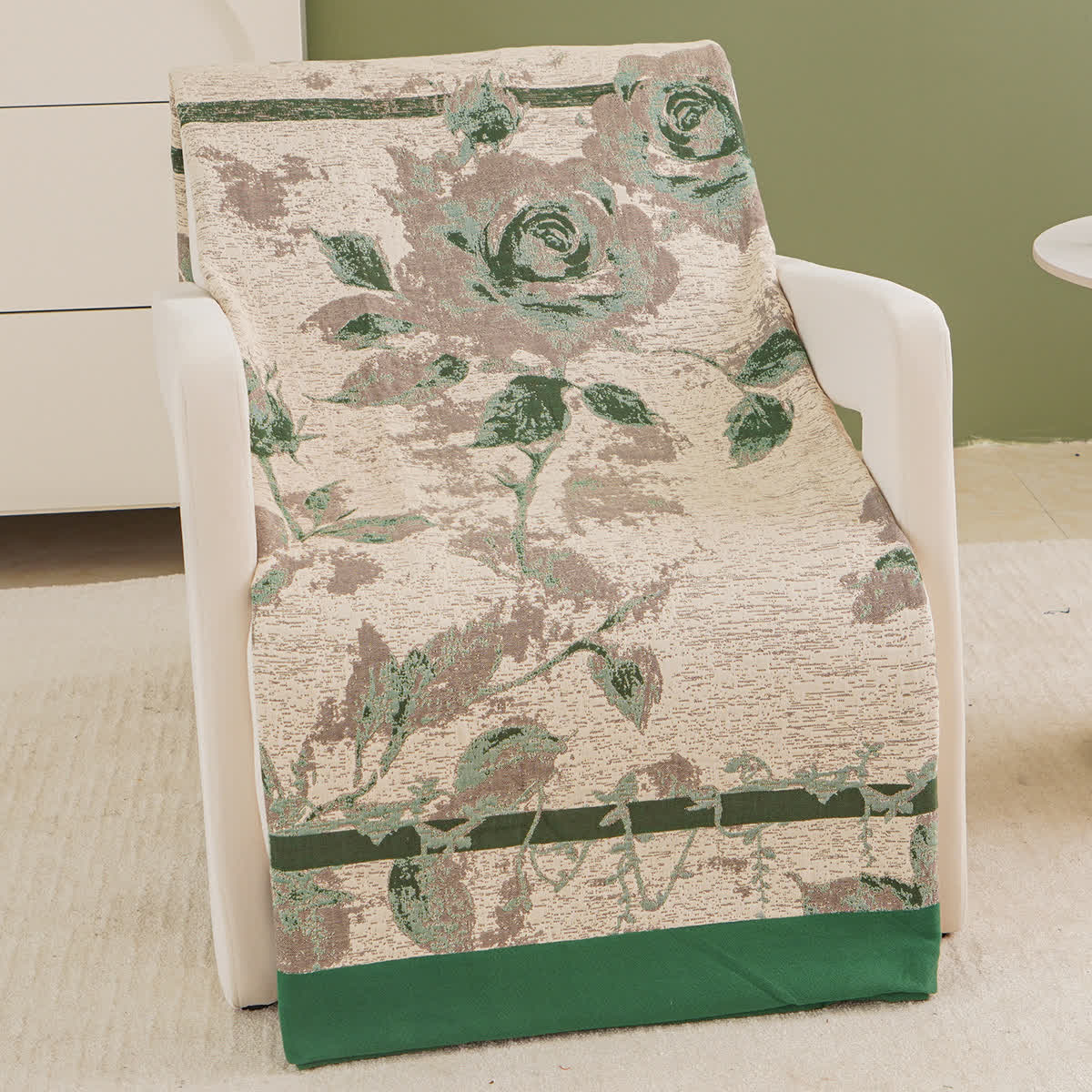 Coperta comoda in garza di cotone con stampa a rose