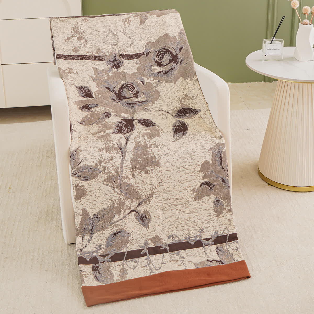 Coperta comoda in garza di cotone con stampa a rose