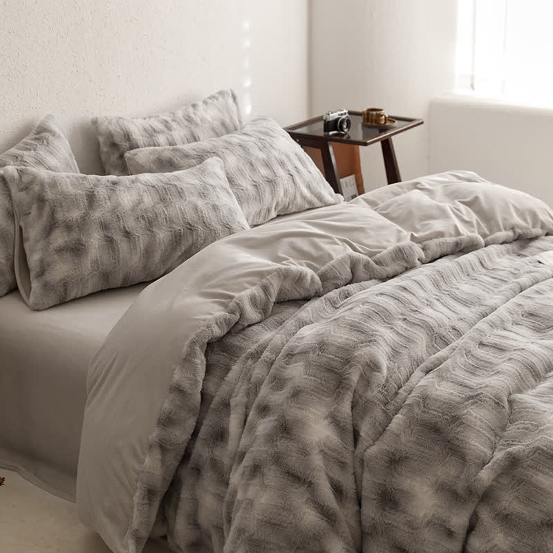 Set di biancheria da letto in velluto morbido sfumato semplice (4 pezzi)