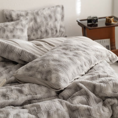 Set di biancheria da letto in velluto morbido sfumato semplice (4 pezzi)