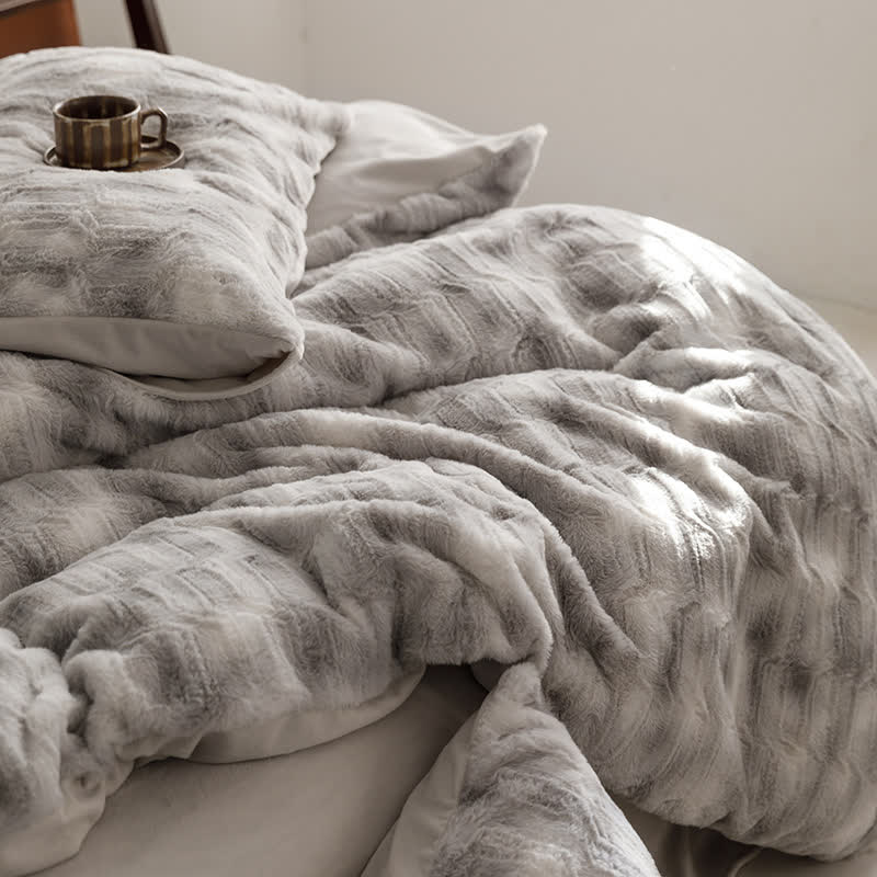 Set di biancheria da letto in velluto morbido sfumato semplice (4 pezzi)