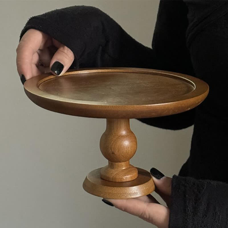 Supporto per torta da tavolo in legno di forma rotonda