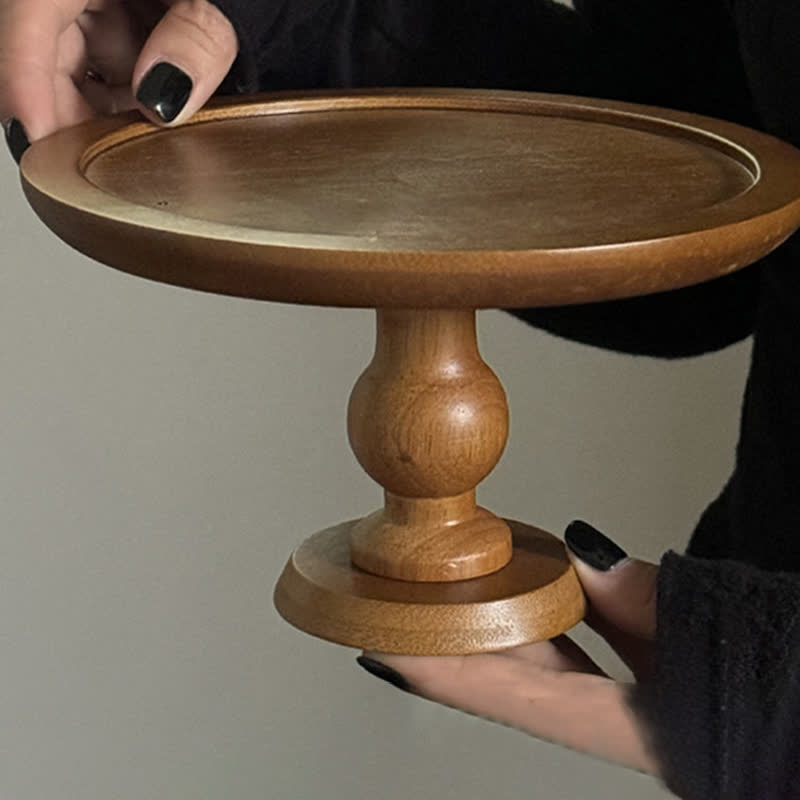 Supporto per torta da tavolo in legno di forma rotonda