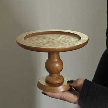 Supporto per torta da tavolo in legno di forma rotonda