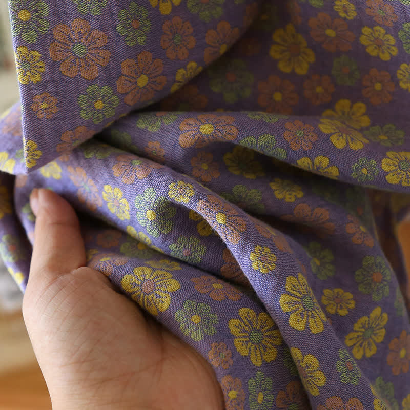 Pigiama in cotone con motivo floreale in jacquard