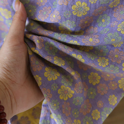Pigiama in cotone con motivo floreale in jacquard