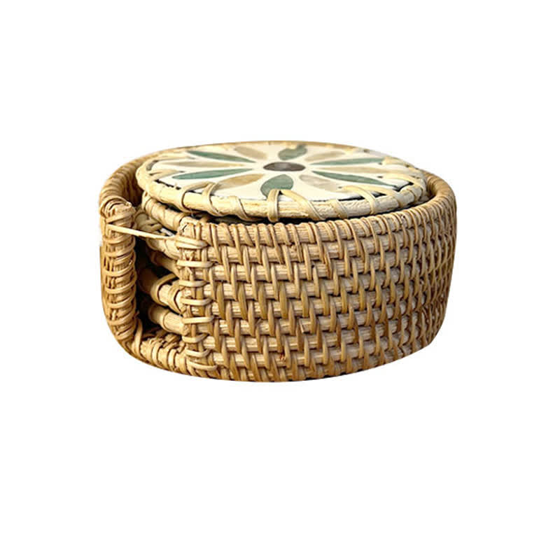 Sottobicchiere decorativo in rattan intrecciato stile fattoria