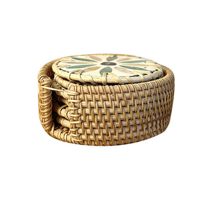 Sottobicchiere decorativo in rattan intrecciato stile fattoria