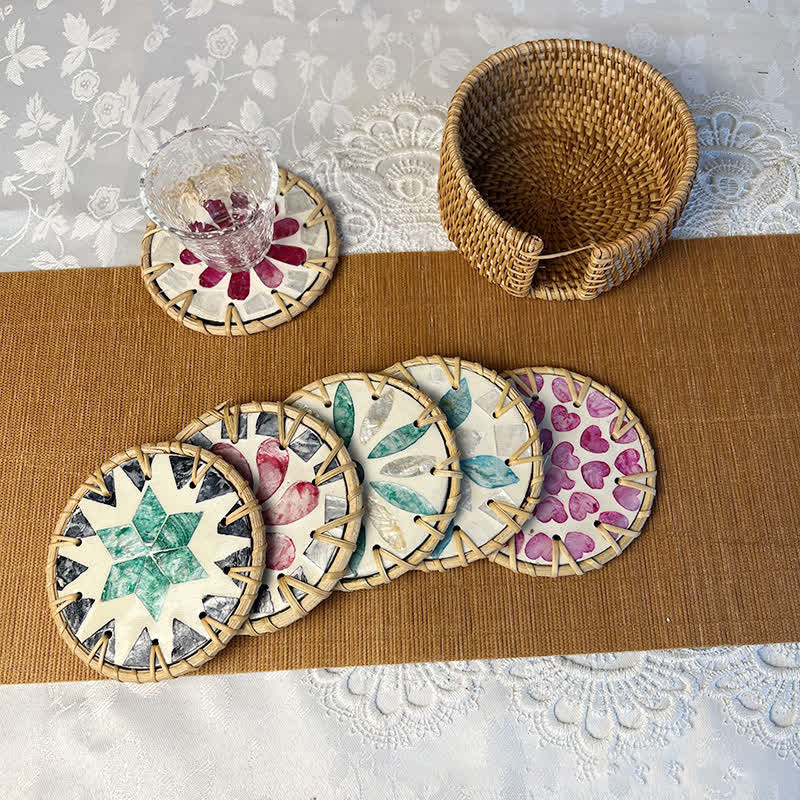 Sottobicchiere decorativo in rattan intrecciato stile fattoria