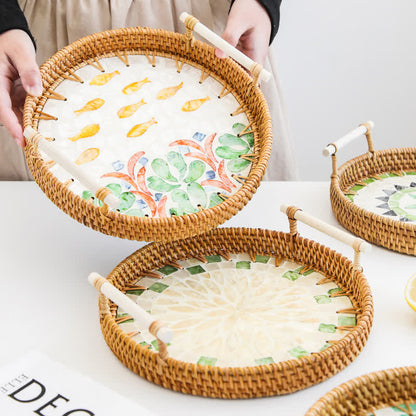 Cestino porta snack in rattan intrecciato