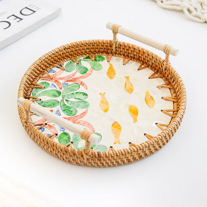 Cestino porta snack in rattan intrecciato