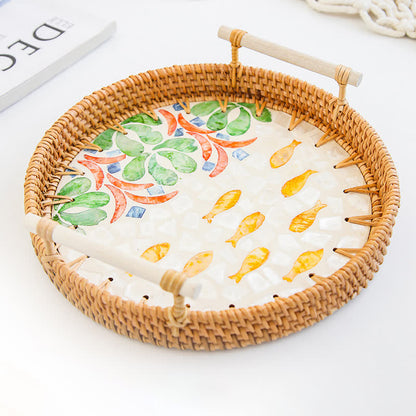 Cestino porta snack in rattan intrecciato