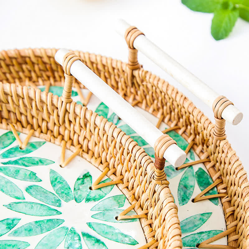 Cestino porta snack in rattan intrecciato