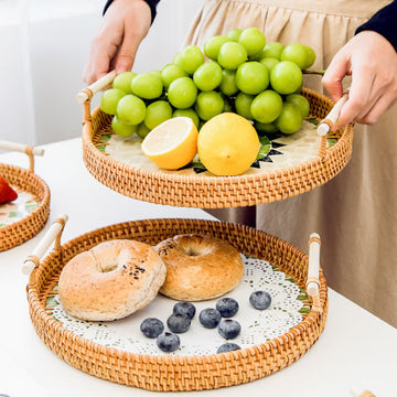 Cestino porta snack in rattan intrecciato