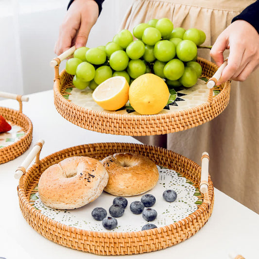 Cestino porta snack in rattan intrecciato