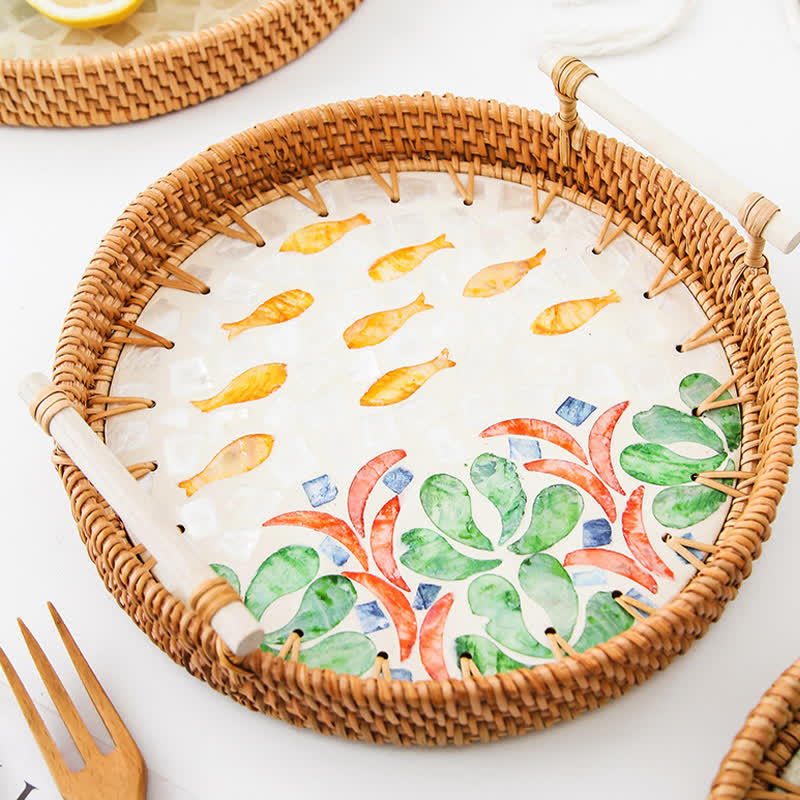 Cestino porta snack in rattan intrecciato