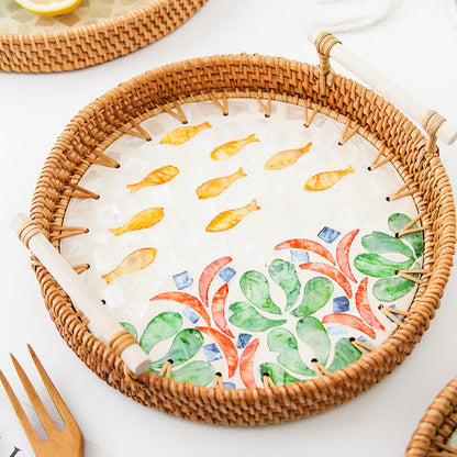 Cestino porta snack in rattan intrecciato