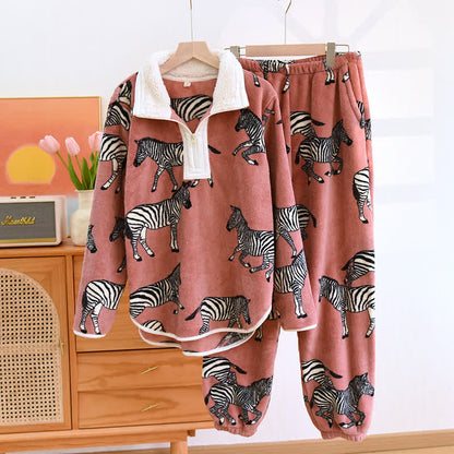 Pigiama in flanella con stampa animalier