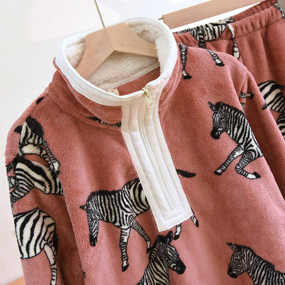 Pigiama in flanella con stampa animalier