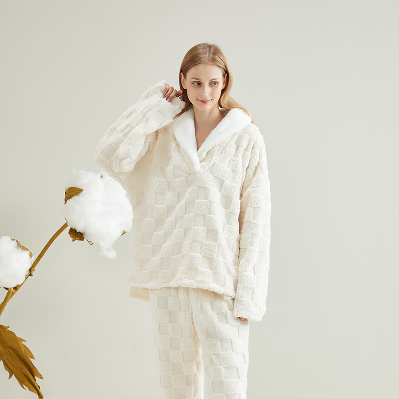 Pigiama in pile a scacchi jacquard
