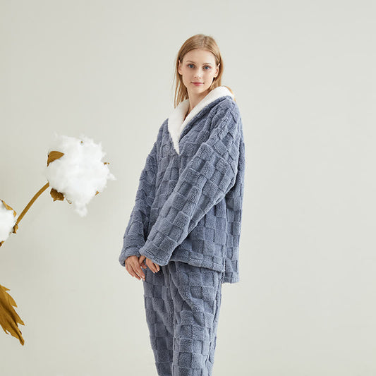 Pigiama in pile a scacchi jacquard