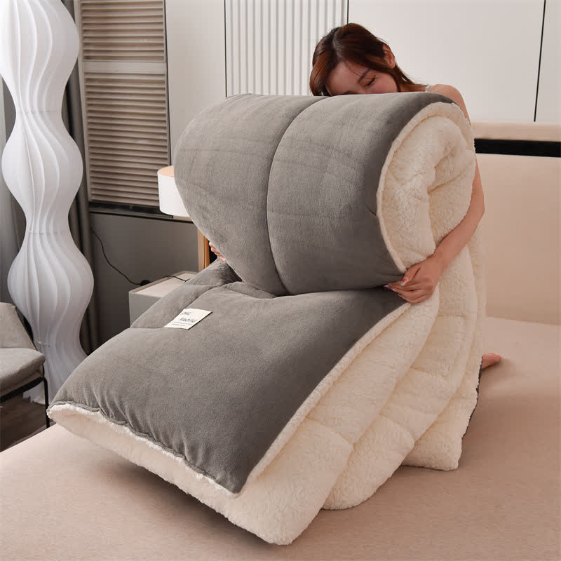 Coperta Sherpa morbida in tinta unita con piumone