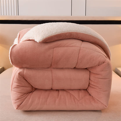 Coperta Sherpa morbida in tinta unita con piumone