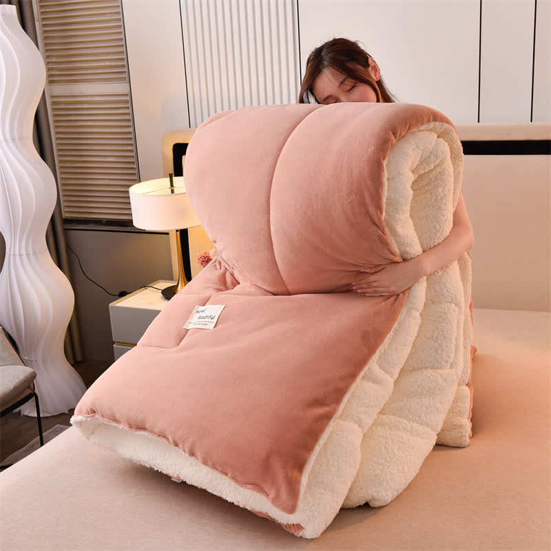Coperta Sherpa morbida in tinta unita con piumone
