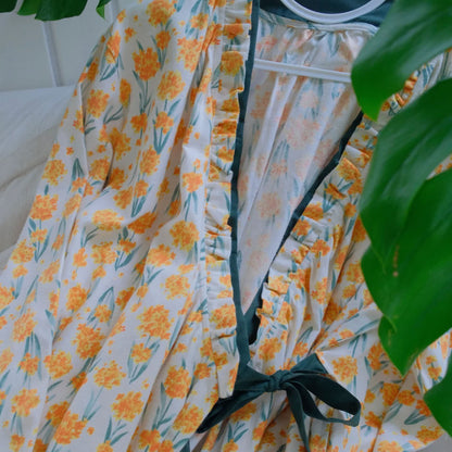 Camicia da notte floreale in puro cotone spazzolato