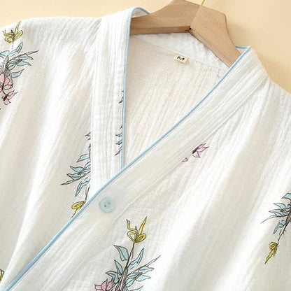 Pigiama in garza di cotone con kimono floreale Lily