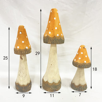 Ornamenti decorativi in legno a forma di fungo (3 pezzi)
