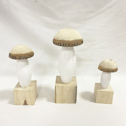 Ornamenti decorativi in legno a forma di fungo (3 pezzi)