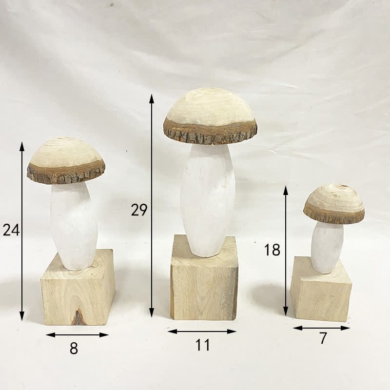 Ornamenti decorativi in legno a forma di fungo (3 pezzi)