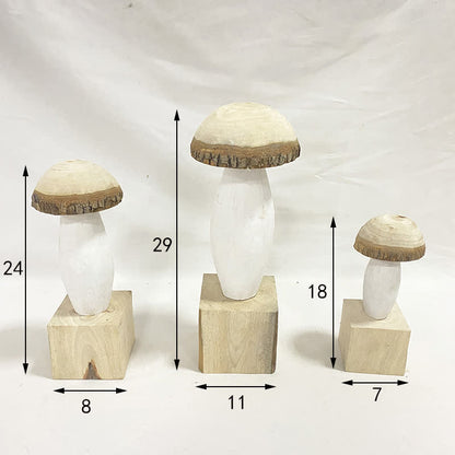 Ornamenti decorativi in legno a forma di fungo (3 pezzi)