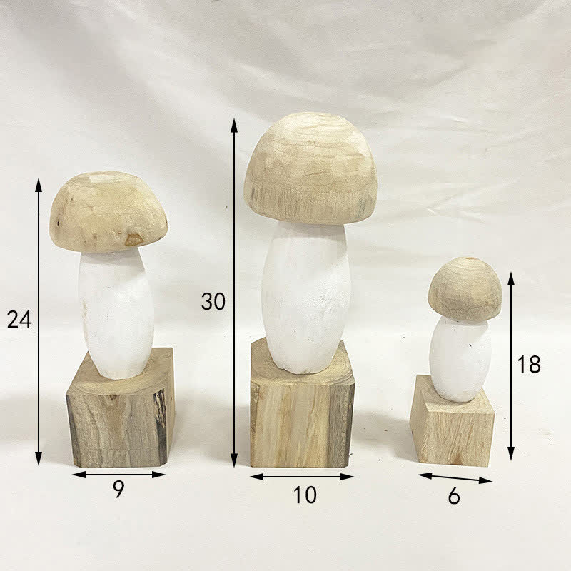 Ornamenti decorativi in legno a forma di fungo (3 pezzi)