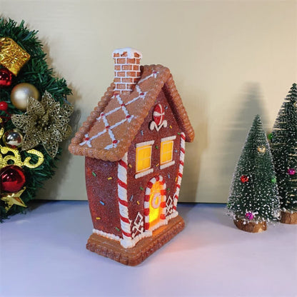 Decorazione natalizia a forma di casa di pan di zenzero luminosa