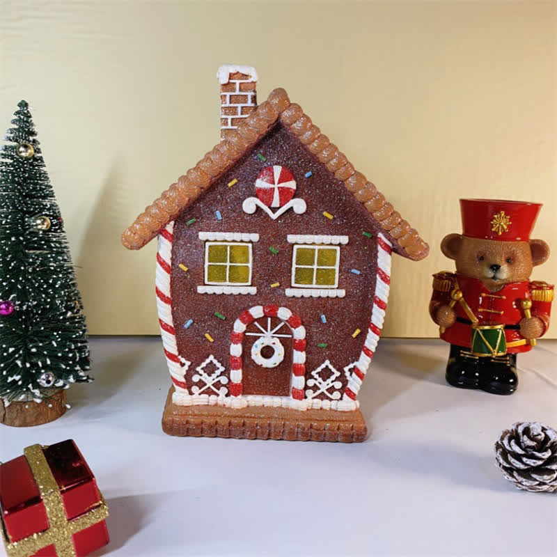 Decorazione natalizia a forma di casa di pan di zenzero luminosa