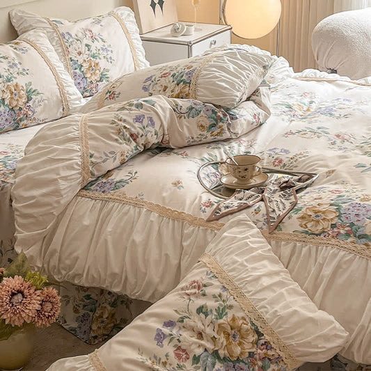 Lussuoso set di biancheria da letto floreale in puro cotone (4 pezzi)