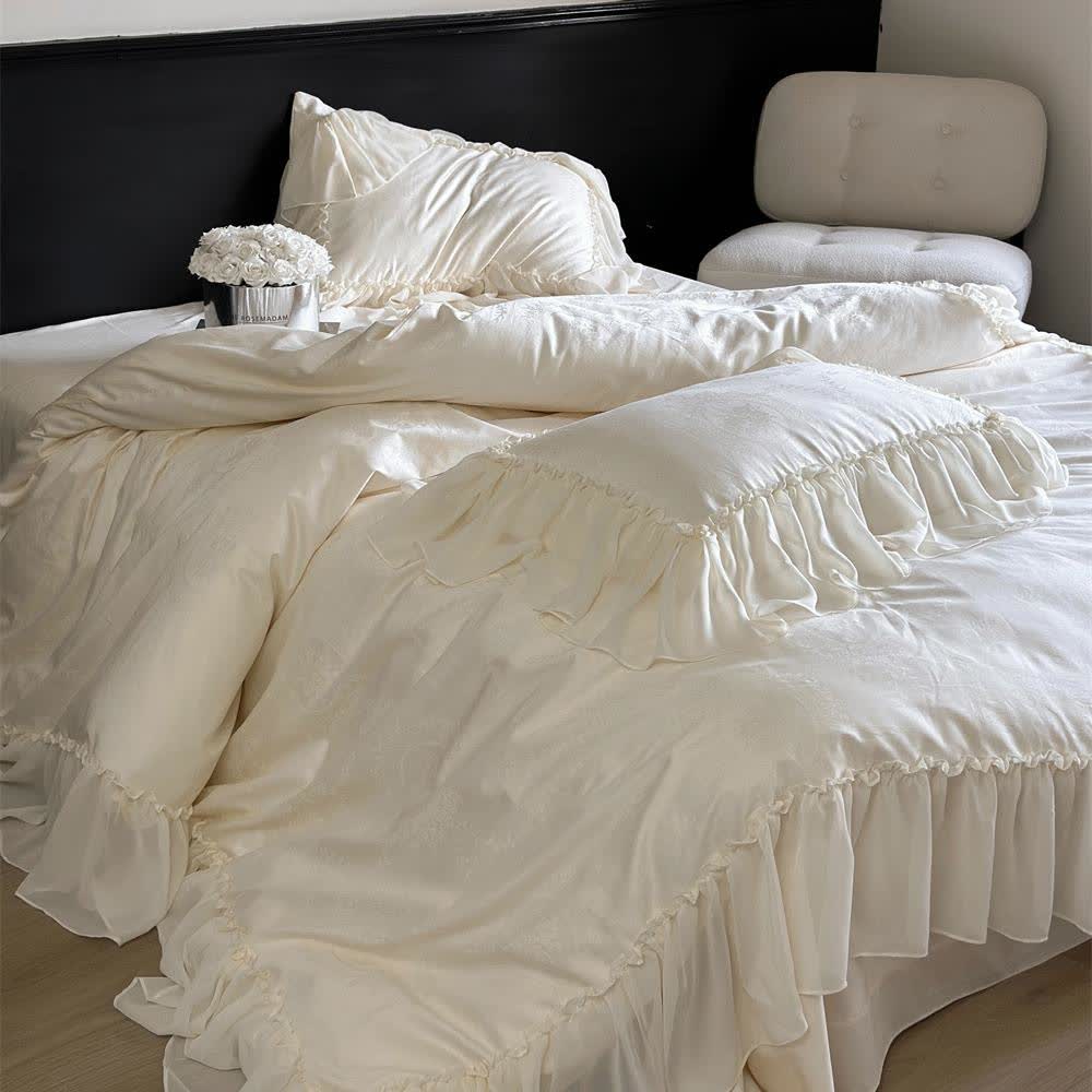 Set di biancheria da letto in raso di cotone French Country (4 pezzi)