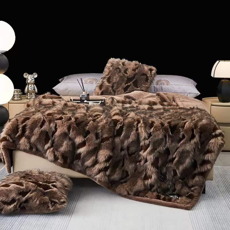 Coperta invernale in pelliccia sintetica jacquard morbida