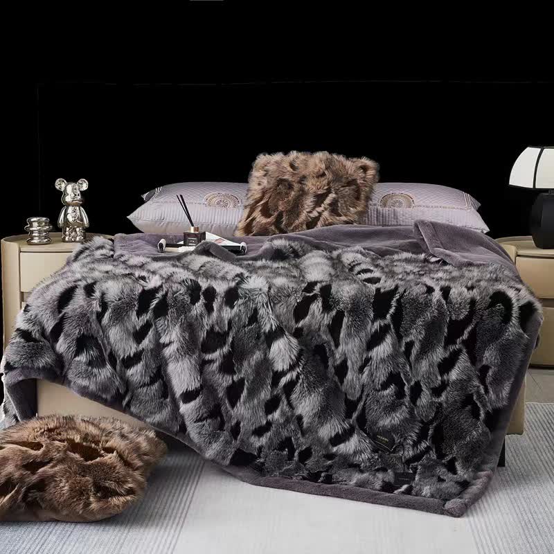 Coperta invernale in pelliccia sintetica jacquard morbida