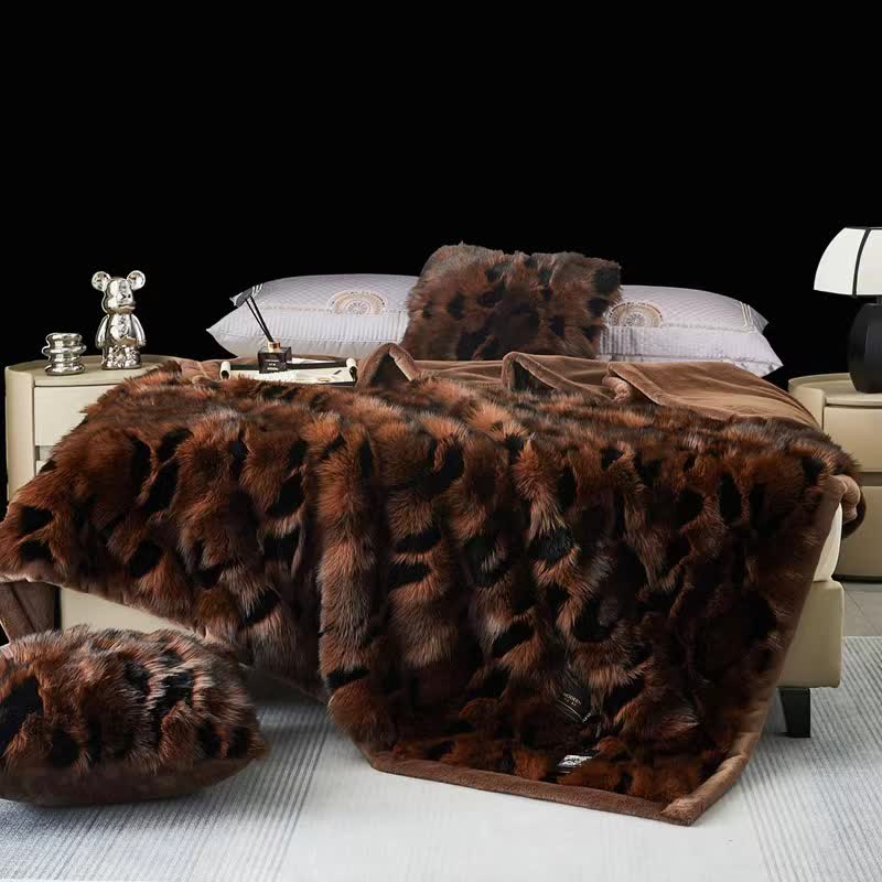 Coperta invernale in pelliccia sintetica jacquard morbida
