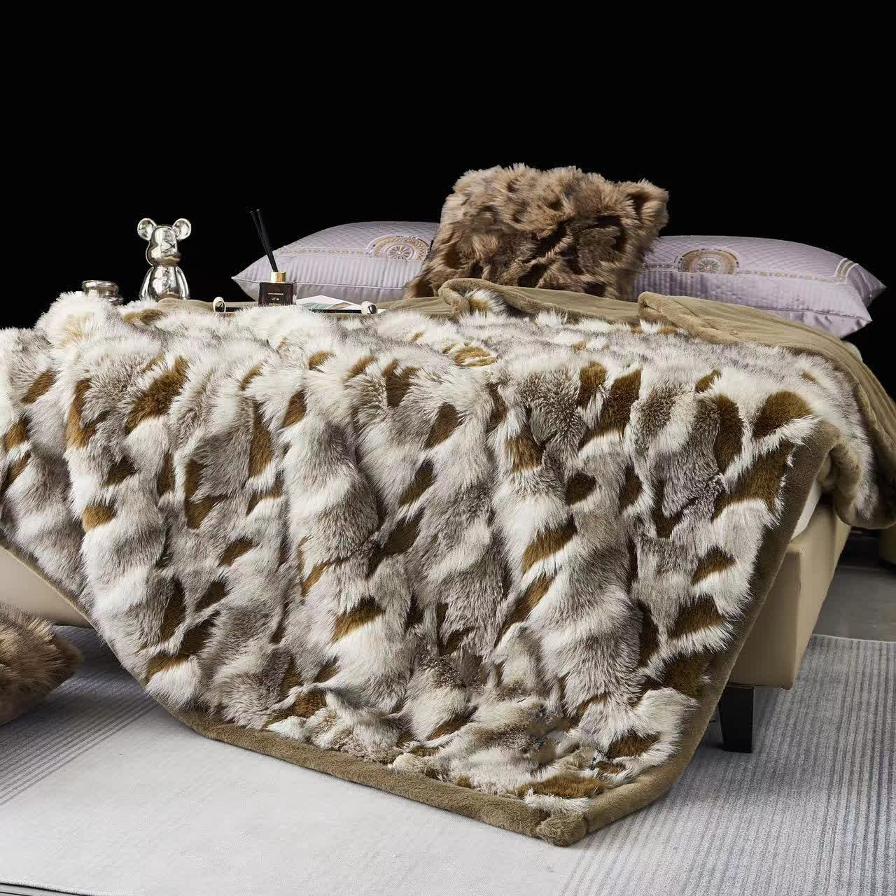 Coperta invernale in pelliccia sintetica jacquard morbida