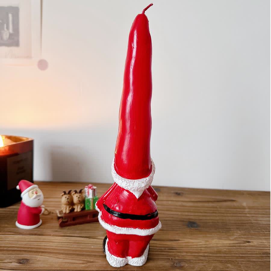 Decorazione regalo con candela a forma di numeri di Babbo Natale