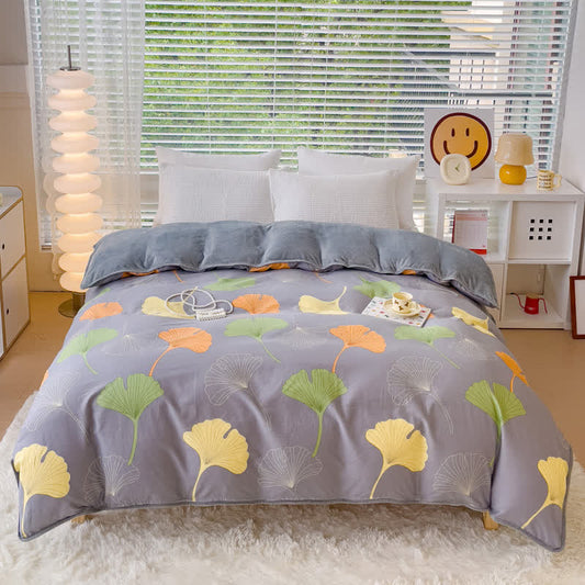 Set copripiumino in cotone con foglie di ginkgo (4 pezzi)