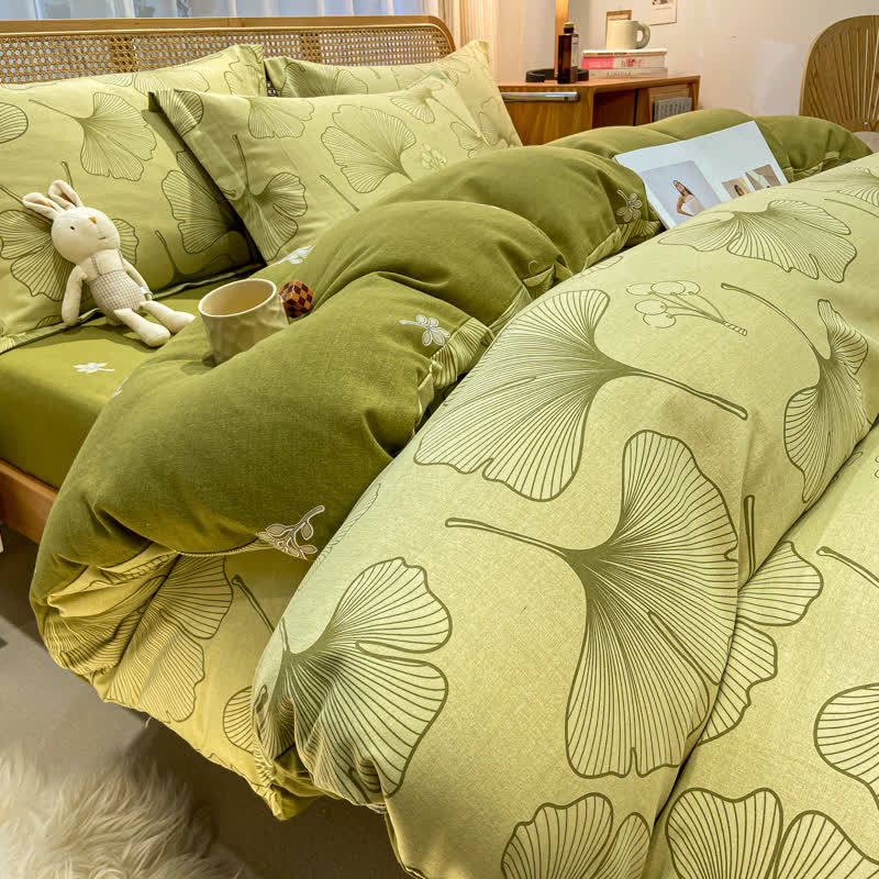 Biancheria da letto in cotone spazzolato con foglie di ginkgo