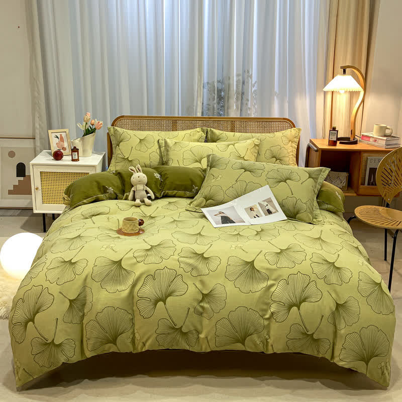 Biancheria da letto in cotone spazzolato con foglie di ginkgo