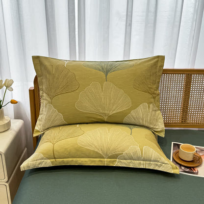 Biancheria da letto vintage in cotone spazzolato con foglie di ginkgo