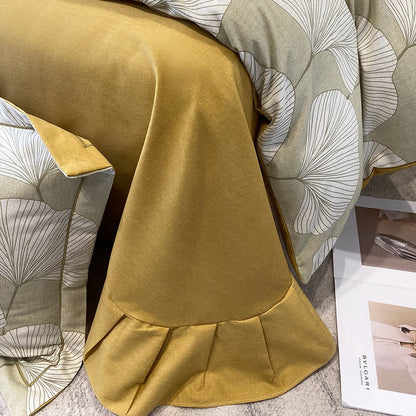 Set di lenzuola in cotone spazzolato con foglie di ginkgo (4 pezzi)